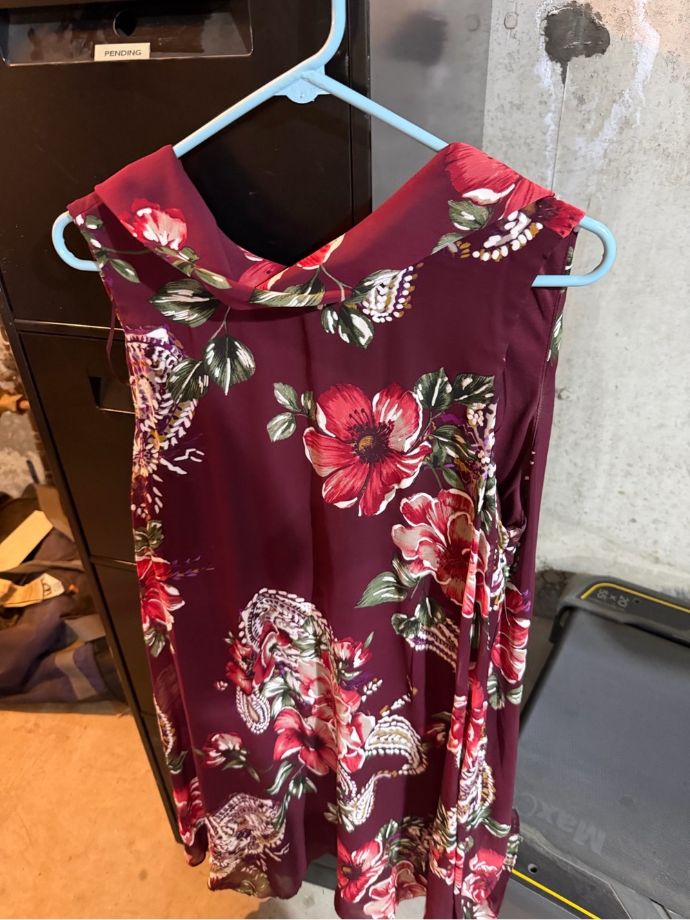 Robbie Bee Burgundy Floral Sleeveless A-Line Dress
